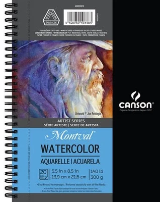 Canson Artist Series Watercolor Paper, Wirebound Pad, 5.5x8.5 1 Pack, White  - Image 1 of 3