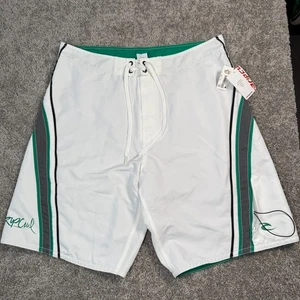 Rip Curl Board Shorts Mens 38 White Green Black 11" ColorBlock Surfing NWT - Picture 1 of 9