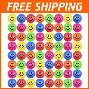 60 Pack Colorful Mini Smile Face Stress Balls - Picture 1 of 9