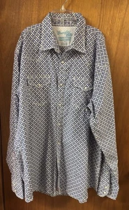 Wrangler 20X Competition Shirt Pearl Snap Blue Red & White Sz XL Cotton Spandex  - Picture 1 of 7