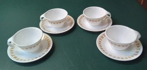 Vintage Corelle Butterfly Gold Cups Hook Handles w/Saucers - Set of 4 - Picture 1 of 4