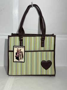 Neu mit Etikett Bow-Wow Haustiertrage groß 15” x 12” x 8” Haustiere bis 22 Pfund grüne Streifen - Bild 1 von 14