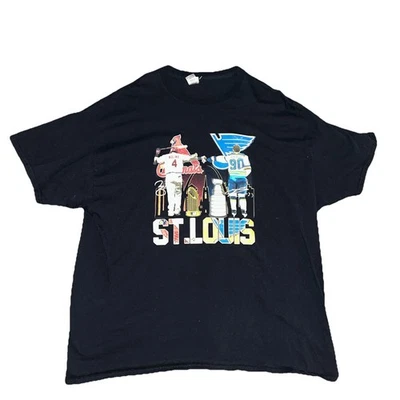 Yadier Molina Ryan O'Reilly St. Louis Blues Cardinals T Shirt sz XXL Black - Image 1 of 4