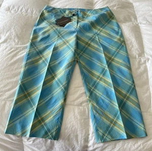 St John Sport | Damen 16 | blau karierte Caprihose Cropped Hose | Stretch Neu mit Etikett - Bild 1 von 12