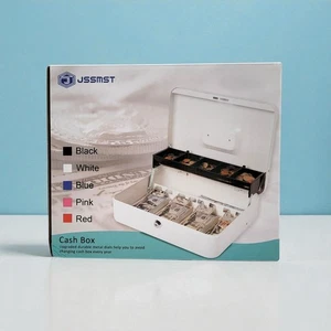 Caja de efectivo de metal con bloqueo Jssmst negra con bandeja para dinero ranuras para monedas nueva oficina venta al por menor - Imagen 1 de 5