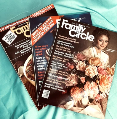 Family Circle Magazine, Vintage, 1975, Jan, Mar, Apr, Lot of 3 Foto 1 de 4