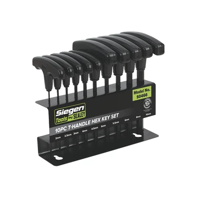 Siegen by Sealey S0466 10 Piece T Handled Hexagon Key Set 2-10mm hex Rack - Image 1 of 4