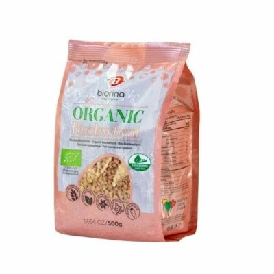 Groats de trigo sarraceno orgánico Biorina 500 g 28,2 oz (paquete de 4) Grechka Гречка  Foto 1 de 2