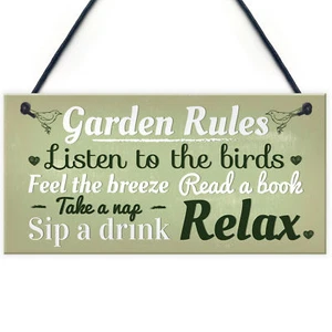 Garden Rules Novelty Hanging Plaque SummerHouse Sign Garden Shed Friendship Gift - Picture 1 of 9
