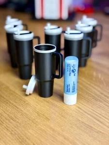 2 Tumbler Chapstick Holder Keychain Black and White Inspired Stan - Picture 1 of 9