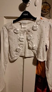 Bonnie Jean Cropped Sweater Cardigan Girl Age 12 Long Sleeve White Bolero - Picture 1 of 4