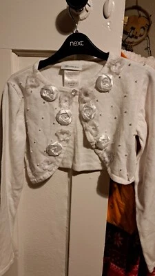 Bonnie Jean Suéter Recortado Cárdigan Niña Talla 12 Mangas Largas Bolero Blanco Foto 1 de 4