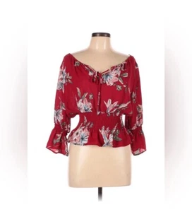Timing Damen Schößchen Bluse Rot Geblümt Gr. L. Top Zustand - Bild 1 von 6
