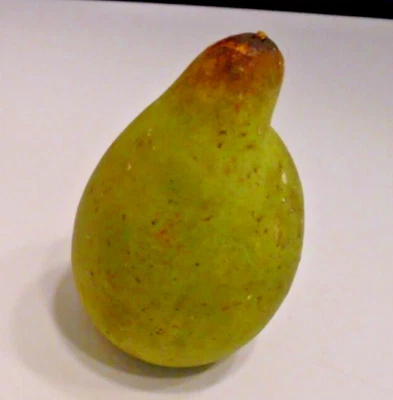 Vintage Carved Italian Stone Marble Alabaster Green Pear - Image 1 of 4