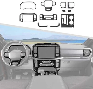 11x Carbon Fiber Interior Center Console Panel Cover Trim Kit For Ford F150 21+ - Picture 1 of 8