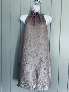 C/MEO Collective Illuminated Pink Sequin Halter Tie Back Mini Dress M Medium - Picture 1 of 5
