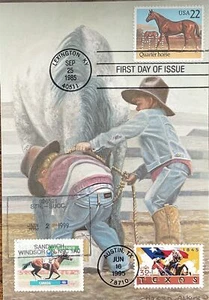 HNLP Hideaki Nakano Greeting Card 2158 Quarter Horse 2968 Texas Canada Horse - Picture 1 of 2