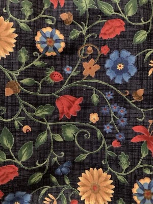 Yellow Red Flowers on Grey Folklore Jennifer Sampou P&B Textiles Fabric 2Y x 44 - Image 1 of 3