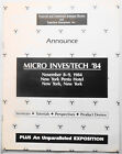 Micro Invest/Tech '84 - Programme - 8-9 novembre 1984. New York City.