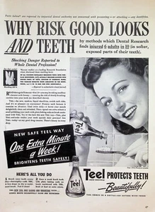 VINTAGE 1940s Print Ad ~ Teel Toothpaste ~ Why Risk Good Looks and Teeth - Picture 1 of 1