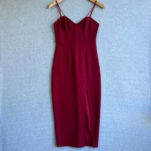Hello Molly Dress Womens Sz 6 Burgundy Strappy Pencil Midi Party Cocktail Event - Picture 1 of 11