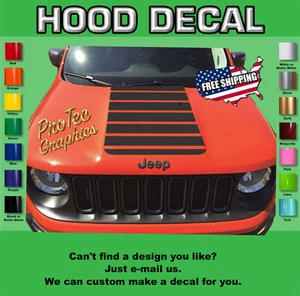 Hood Decal Fits Jeep Renegade Blackout (Stripes) Ren-09 - Picture 1 of 4