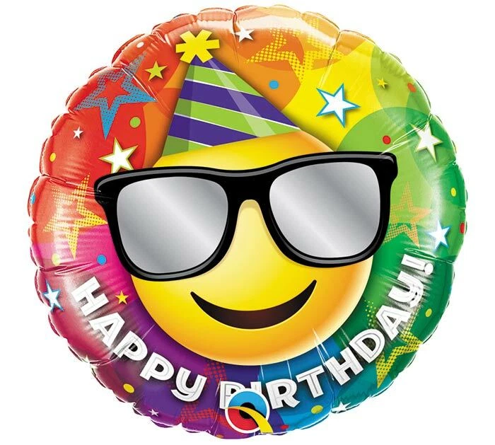 Feliz Cumpleaños Emoji 18" Lámina Globo Sombrero Gafas de Sol Multicolor Fiesta Paquete de 3 Foto 1 de 1