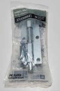 Everbilt Barrel Bolt Heavy Duty 6" Zinc Plated LG. 1.5" & Sm. 1" Screws House - Picture 1 of 11