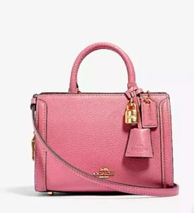 Coach MICRO Zoe Petal Pink Leather Tote/Satchel Bag w/Lock Detail - Picture 1 of 13