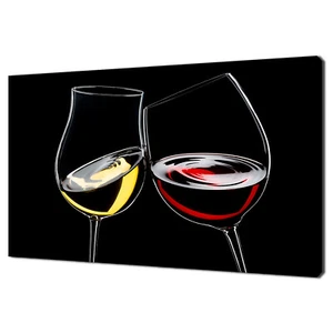 Red And White Wine Glasses Kitchen Decor Canvas Print Picture Wall Art - Picture 1 of 7