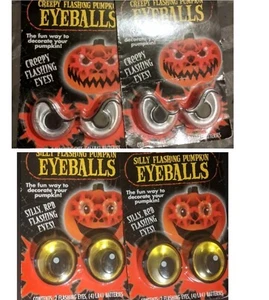 Lot Bundle 4 Sets Spirit Halloween Silly Flashing Red Pumpkin Carving Eyeballs - Picture 1 of 6