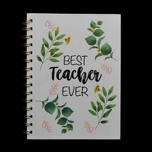 Best Teacher Ever Journal  Hardback Spiral Wire Bound Floral Lined Pages - Picture 1 of 3