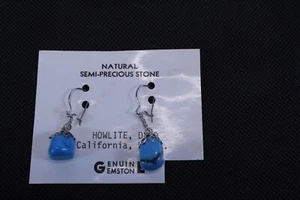 Howlite Dyed California USA Earrings with Silver-tone Hardware Dangle 1 1/2" - Picture 1 of 3