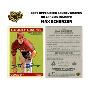 2009 Upper Deck Goudey gráficos en tarjeta autógrafo Max Scherzer #GG-MS novato automático - Imagen 1 de 3