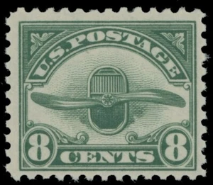 1923, USA AIR POST, RADIATOR AND PROPELLER, 8C GREEN, NH, SC. #C4 - Picture 1 of 2