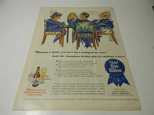 Vintage WW2 1944 Pabst Blue Ribbon Beer 1940s Man Cave Magazine Print Ad 5G6 - Picture 1 of 6