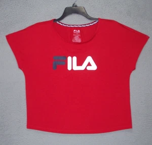 FILA Sleepwear Shirt Womens Large 12 14 Red Graphic Logo Light Stretch Ladies - Picture 1 of 9