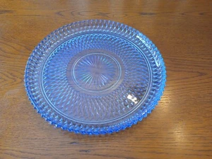 Vintage Ice Blue Indiana Glass 12" Diamond Point Torte Cake Serving Platter - Picture 1 of 3