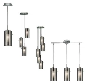 Searchlight Duo-2 Smoked Glass Round Shade Ceiling Light Range. - Picture 1 of 5