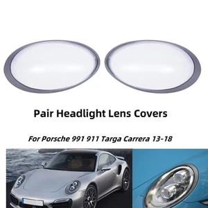 Pair Clear Headlight Lens Cover Shell For Porsche 991 911 Targa Carrera 13-18 - Picture 1 of 11