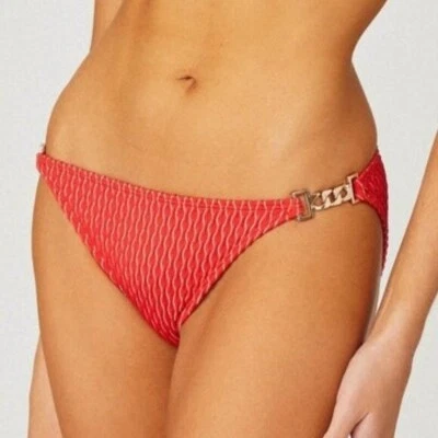 Shoshanna Metallic Print Chain Swim Bikini Bottom Women's Size M Red - Image 1 of 3