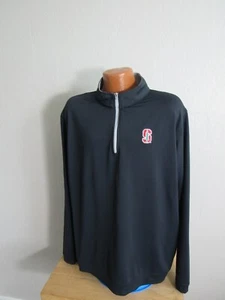 Peter Millar 2XL Men's Black Zip Neck Pullover Golf Shirt Stanford University! - Picture 1 of 15