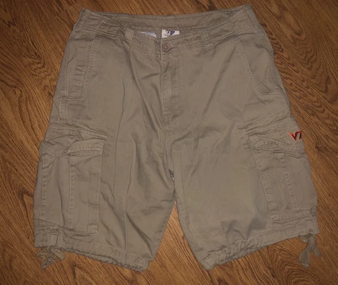 Virginia Tech Hokies Mens Beige Cargo Shorts Size 32 Cover