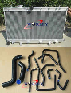 For Subaru Impreza WRX STI GG GD 1.6L/2.0L/2.5L 02-07 Aluminum Radiator&BLK Hose - Picture 1 of 8