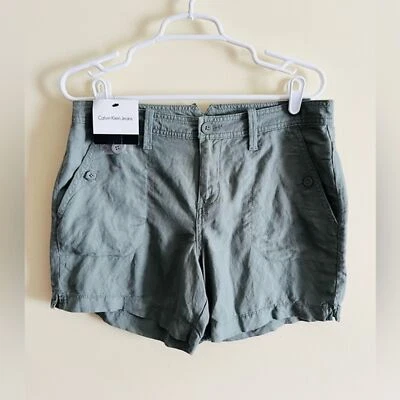 ❅�Pantalones Cortos Chinos Calvin Klein Para Mujer Mezcla de Lino 6 Nuevos con Etiquetas Foto 1 de 3