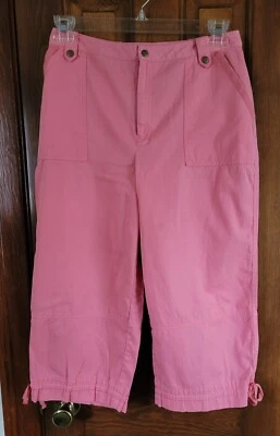 Pantalones capri cortos Studio Works talla 12 rosa pierna recta, tiro alto, bolsillos playeros! Foto 1 de 4
