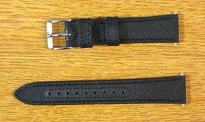 18 mm Band Strap Nylon Leder Sport schwarz Uhrenarmband - wasserdicht - Bild 1 von 6