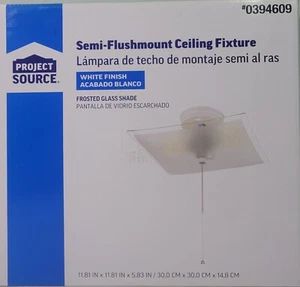 PROJECT SOURCE SEMI-FLUSHMOUNT CEILING FIXTURE, White Finish, #0394609 - Picture 1 of 3