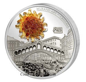 Andorra 15 Diner 2 oz. Plata Murano Art en Cristal Puente de Rialto Rareza Rialto - Imagen 1 de 4