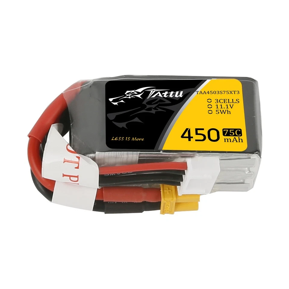 Tattu TAA4503S75XT3 3S 450mAh 75C 11.1V Lipo Battery Pack with XT30 Plug - Image 1 of 1